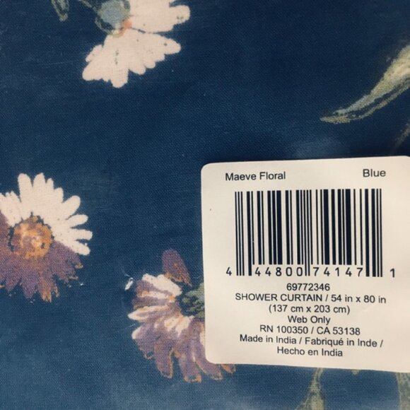 new NAVY BLUE Wild Sage Maeve Floral 54" wide x 80" Long Shower Stall Curtain - Picture 11 of 12